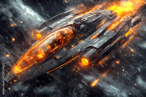 Fototapeta pilot navigating a radiant holographic aircraft through a virtual galaxy