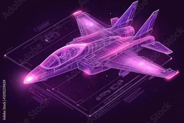 Fototapeta pilot navigating a radiant holographic aircraft through a virtual galaxy