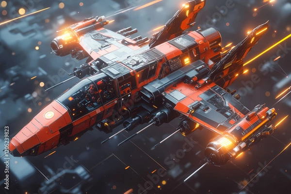 Fototapeta pilot navigating a radiant holographic aircraft through a virtual galaxy