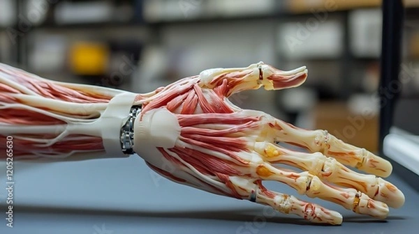 Obraz Anatomical Model of a Human Hand and Forearm Showing Muscles and Bones