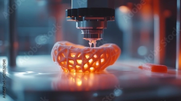 Obraz 3D Printer Creating a White Lattice Object