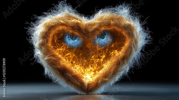 Fototapeta Fiery Heart with Intense Blue Eyes