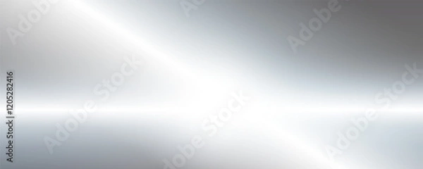 Obraz Silver foil background with metal mirror texture. Chrome gradient surface with light gloss. Vector aluminum grey sheet with reflection. Platinum and titanium abstract cold bg.