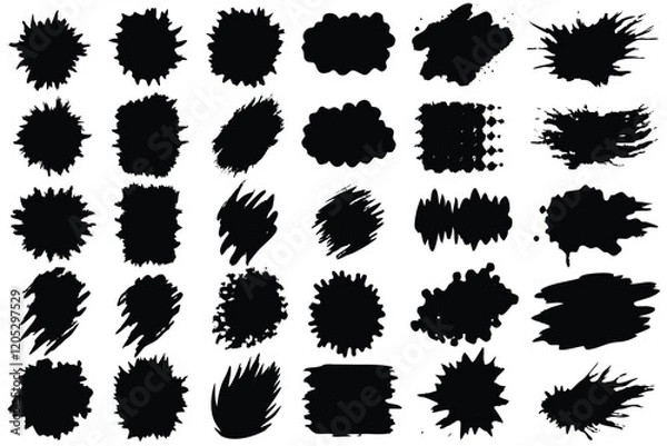 Fototapeta Set of vector paint brush stroke