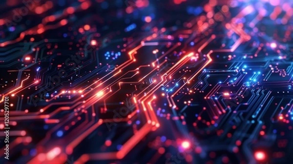 Obraz Computer chip with a red and blue background