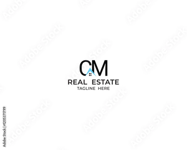 Fototapeta Modern Letter CM and real estate logo design