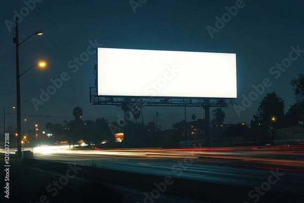 Fototapeta Blank billboard in Times Square at night