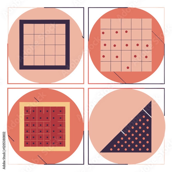 Fototapeta Monochrome Geometric Grid: Seamless Repeating Patterns for Design Projects art grey bold print lines
