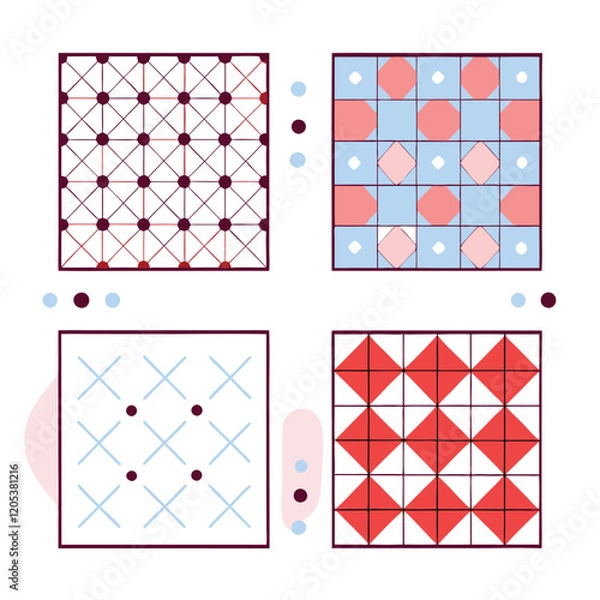 Fototapeta Monochrome Geometric Grid: Repeating Abstract Patterns for Design art line clean style decor motif  
