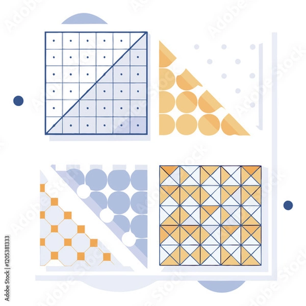 Fototapeta Monochrome Geometric Grid Patterns: Repeating Abstract Designs for Modern Backgrounds art line print