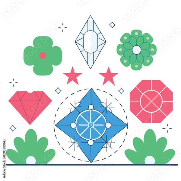 Fototapeta Stylish Black & White Geometric Diamond Icons: Modern Design Elements art bold style clean sharp    