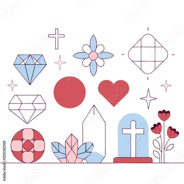 Fototapeta Elegant Black & White Geometric Diamond Icons: Modern Design Elements for Branding and Web Design   