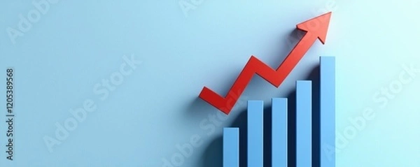 Fototapeta Business growth analysis financial sector infographic modern office aerial view data visualization for insights