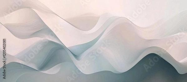 Fototapeta Abstract geometric wave pattern with flowing motion in light pastel hues creating a sense of depth and serenity