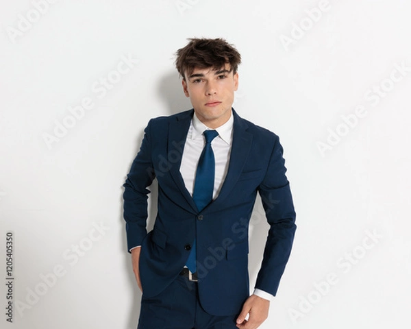 Fototapeta closeup of businessman pulling something out of pocket