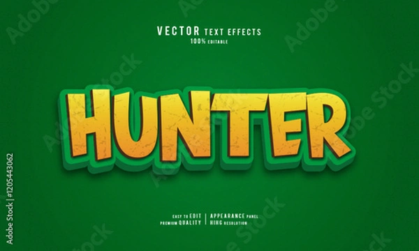 Fototapeta Hunter editable vector graphic resources 3d text effect design