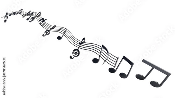Fototapeta 
3d music notes on transparent background