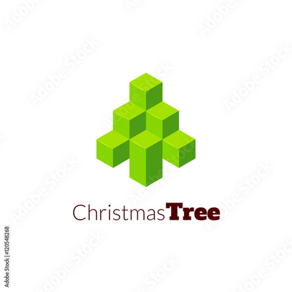 Fototapeta Isometric christmas tree logo