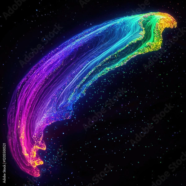 Obraz A vivid arc of multicolored plasma, smoothly flowing with gradients of electric blue, vibrant magenta, and neon green