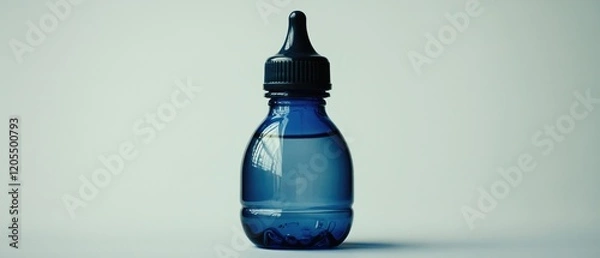 Obraz A blue plastic bottle with a black dropper top