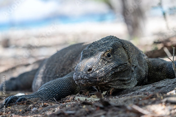 Obraz Portrait of a Komodo Dragon (Varanus komodoensis) on Komodo island, Indonesia