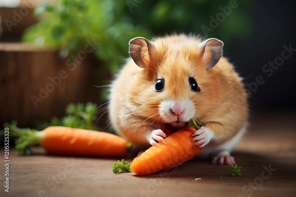 Obraz hamster eating carrots