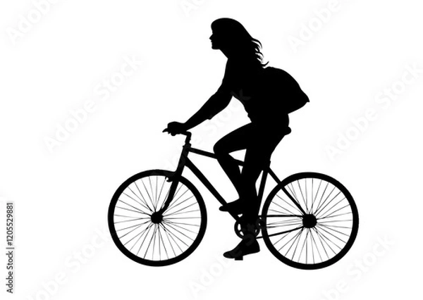 Fototapeta silhouette of a person riding a bicycle