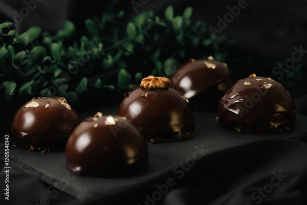 Obraz Delicious mousse on a dark background