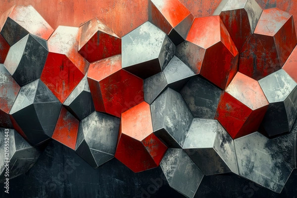 Fototapeta Colorful abstract geometric shapes create a stunning visual texture in modern art installation