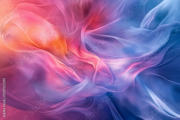 Fototapeta Soft pastel fabric flow creates a harmonious blend of colors in a serene abstract composition