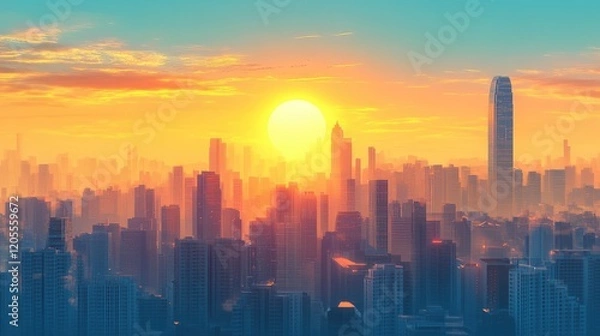 Fototapeta Hong Kong skyline business office building at Hong Kong harbor city center.