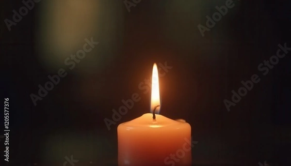 Obraz Serene candle in dark space symbol of hope and remembrance for cancer.