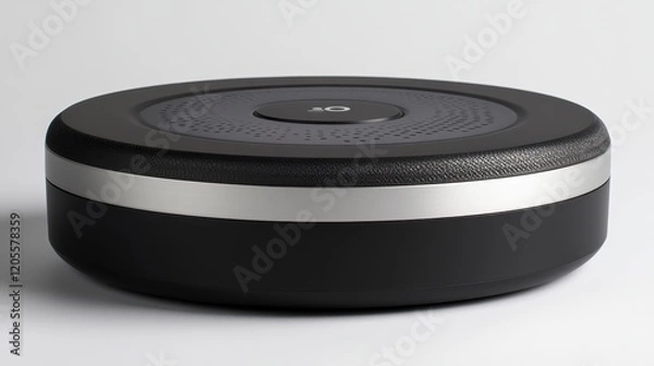 Fototapeta Modern Black and Silver Round Device Smart Home Technology Gadget Air Purifier or Speaker