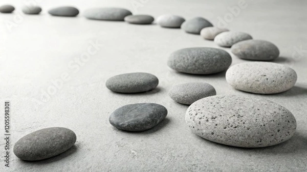 Fototapeta Curved Path of Smooth Zen Stones Evokes Tranquility