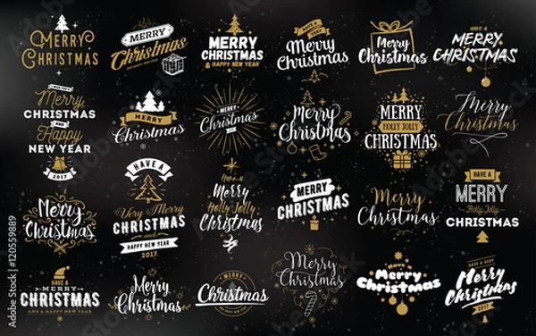 Obraz Merry Christmas typographic emblems set.