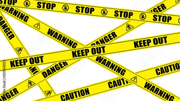 Obraz 規制テープのベクターイラストセット　5種