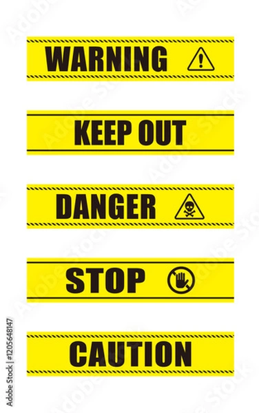 Obraz 規制テープのベクターブラシ素材セットA　5種