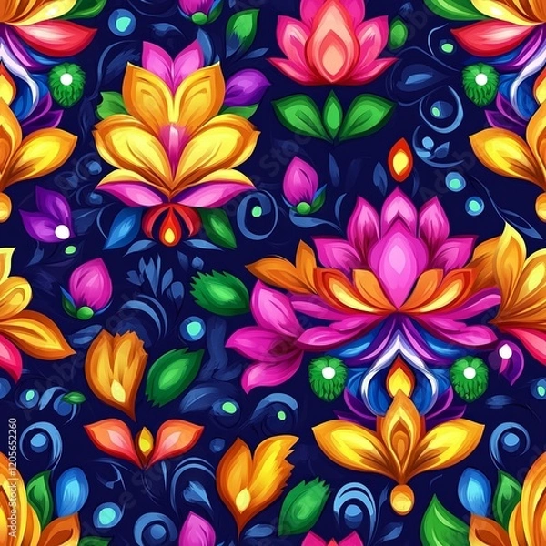 Fototapeta Colorful Rangoli Pattern Design for Backgrounds