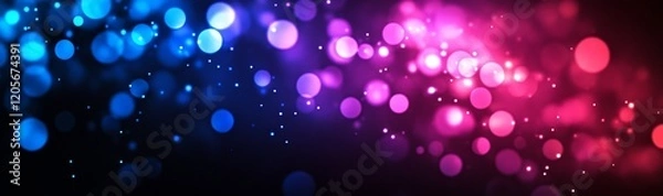 Fototapeta Abstract bokeh background with blue and pink glowing circles.