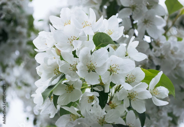 Obraz Close-up of white apple blossoms in spring