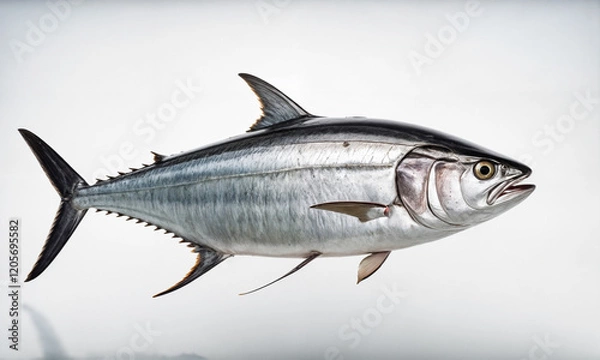 Fototapeta A fresh whole tuna, known for its rich flavor and nutritional value, often used in a variety of seafood dishes and prized in the culinary world.