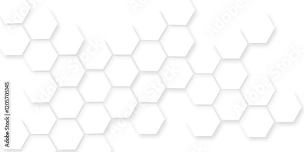 Fototapeta Abstract white hexagon background,Seamless pattern with hexagon. Hexagonal white hexagons honeycomb wallpaper.Abstract white hexagon concept background, soft white background.