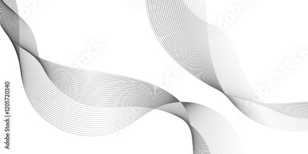 Obraz Abstract modern black wavy lines background, Abstract vector modern background with grey wavy lines and particles, Wave with lines created using blend tool, 