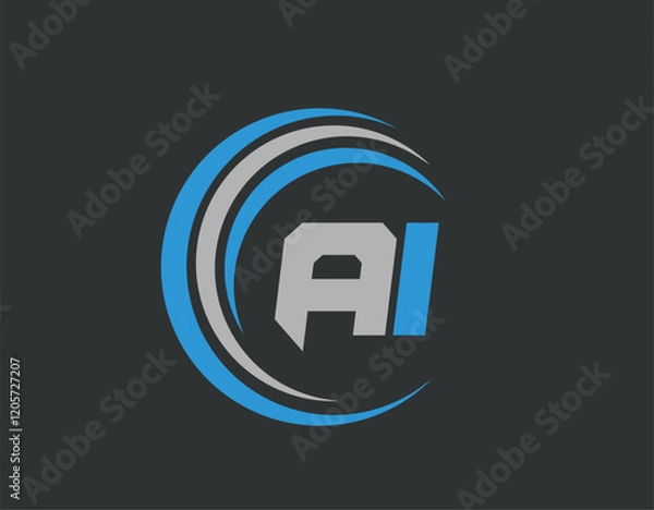 Obraz Abstract Letter AI logo Design. AI Initial Logo design Monogram for business and company.AI logo, AI letter logo design.