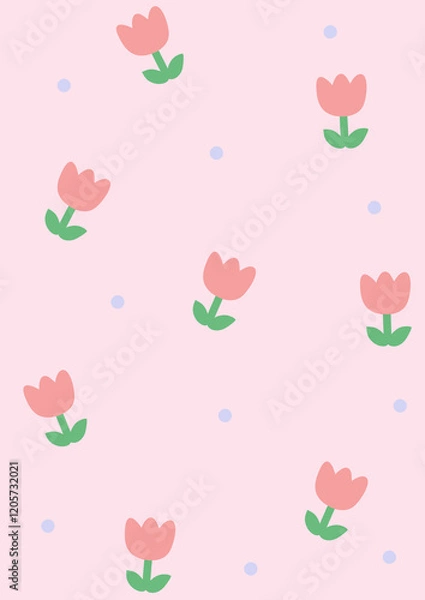 Fototapeta Tulips pink flowe pattern background