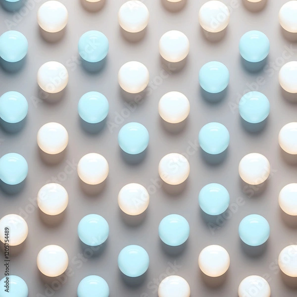 Fototapeta A modern, sleek, and minimalist polka dot pattern consisting of tiny, luminous gradient spheres that subtly glow with a soft, ethereal light, each sphere featuring a delicate, ombre-inspired transitio