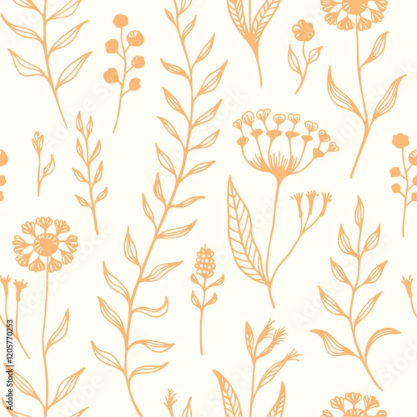 Obraz Nature's Harmony Hand Drawn Leaf Pattern