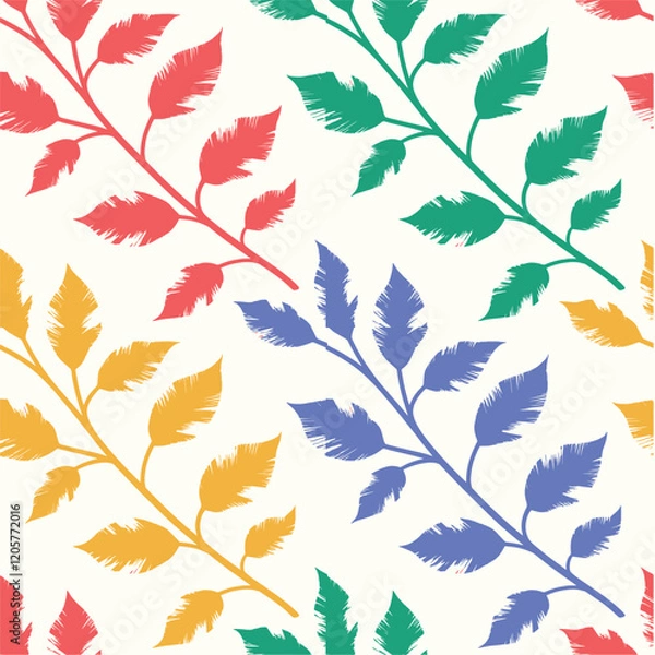 Obraz Nature Feather Leaf  Colorful Seamless pattern