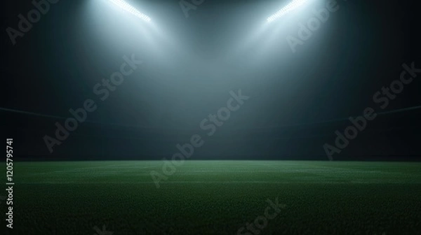 Fototapeta low-key lighting captures stadium under glowing floodlights with super bowl lix logo illuminated in neon hues