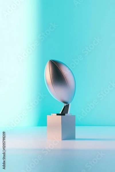 Fototapeta low-key lighting captures lombardi trophy glowing under neon-lit accents that trace its sleek lines